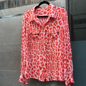 Neiman Marcus Silk Leopard Blouse Size L